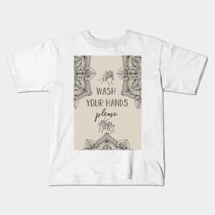 Wash your hands please Mandala Minimalist Kids T-Shirt